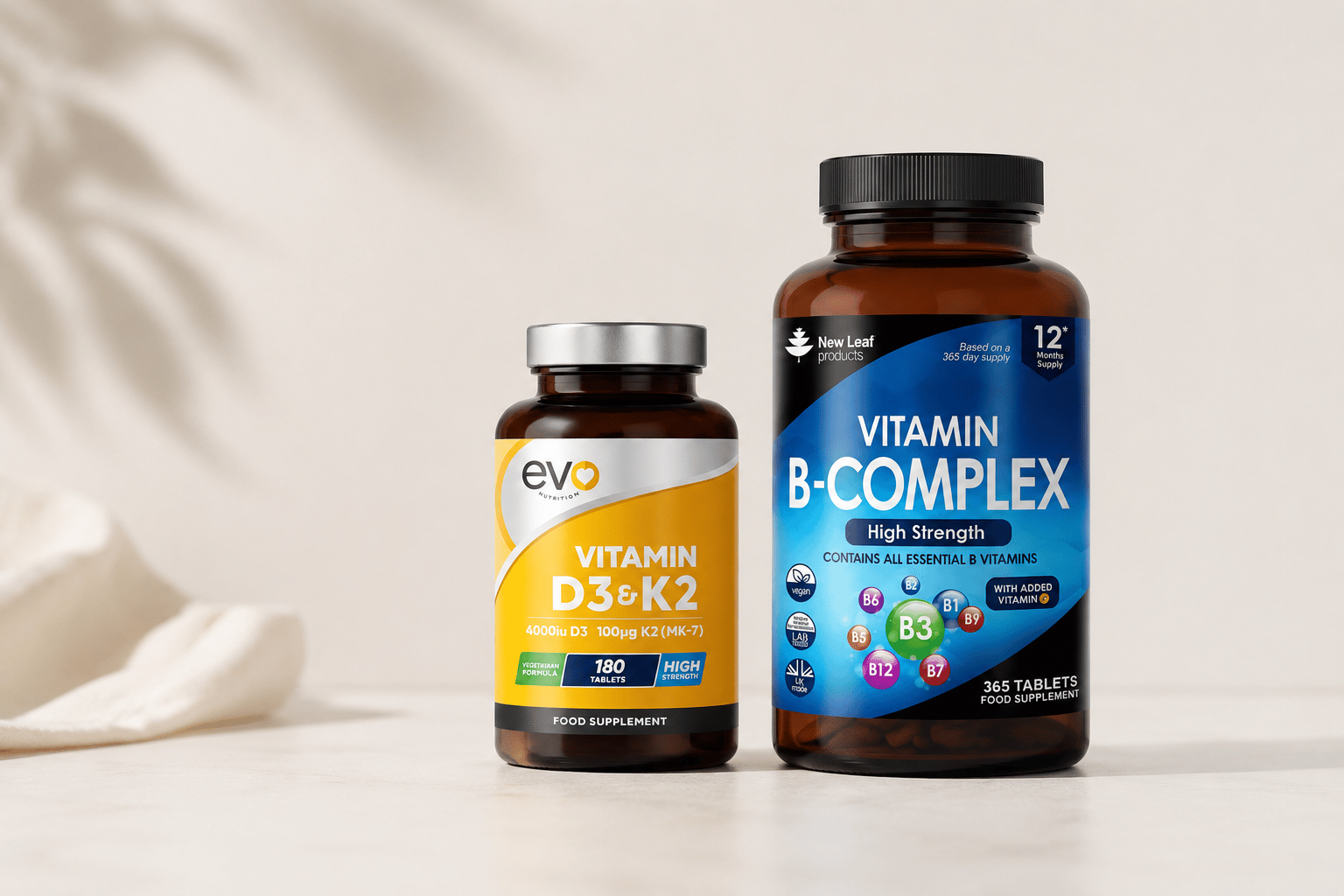 Carefully sourced UK and US supplement bottles
