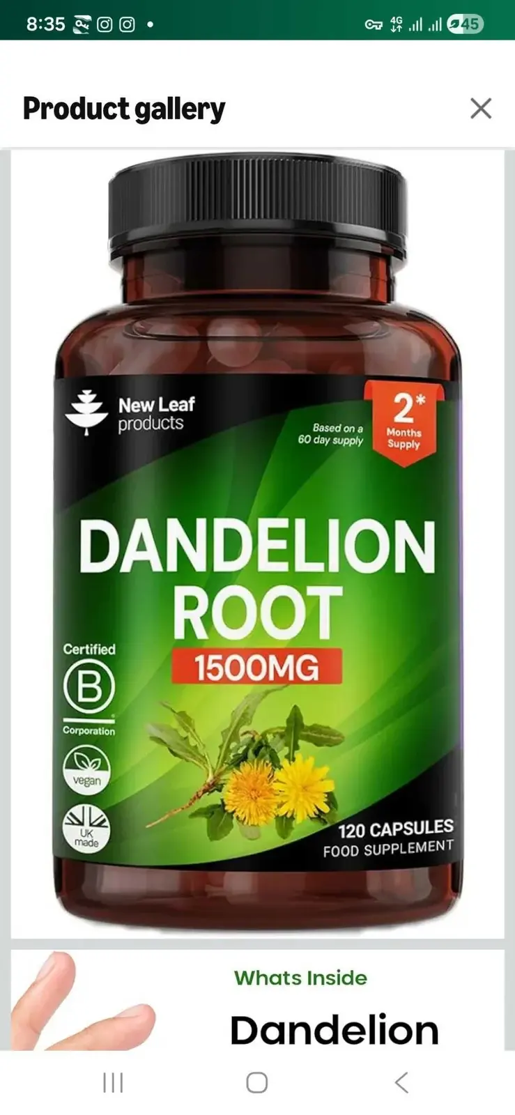 Dandelion Root 1500mg