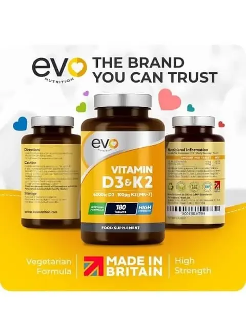 Vitamin D3 4000iu & Vitamin K2 100ug (MK7) — 180 Vegetarian Tablets
