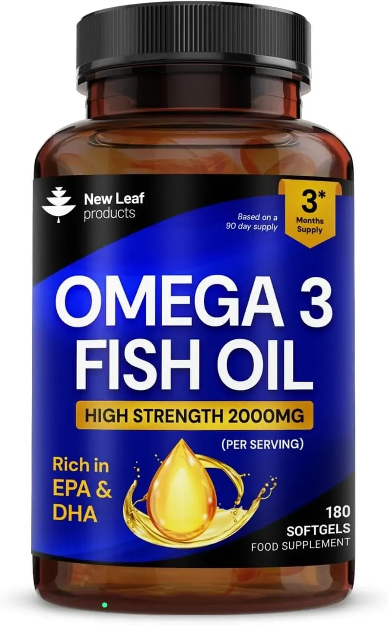 Omega 3 Fish Oil — High Strength 2000mg + EPA + DHA — 180 Softgels