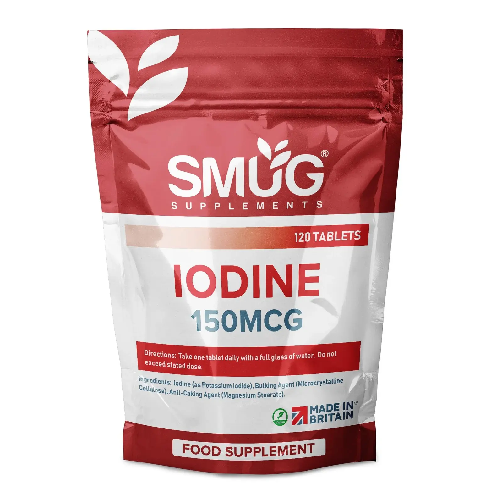 Iodine Tablets — 120 High Strength 150mcg Pills — Natural Source from Potassium Iodide — Vegan — Made in Britain