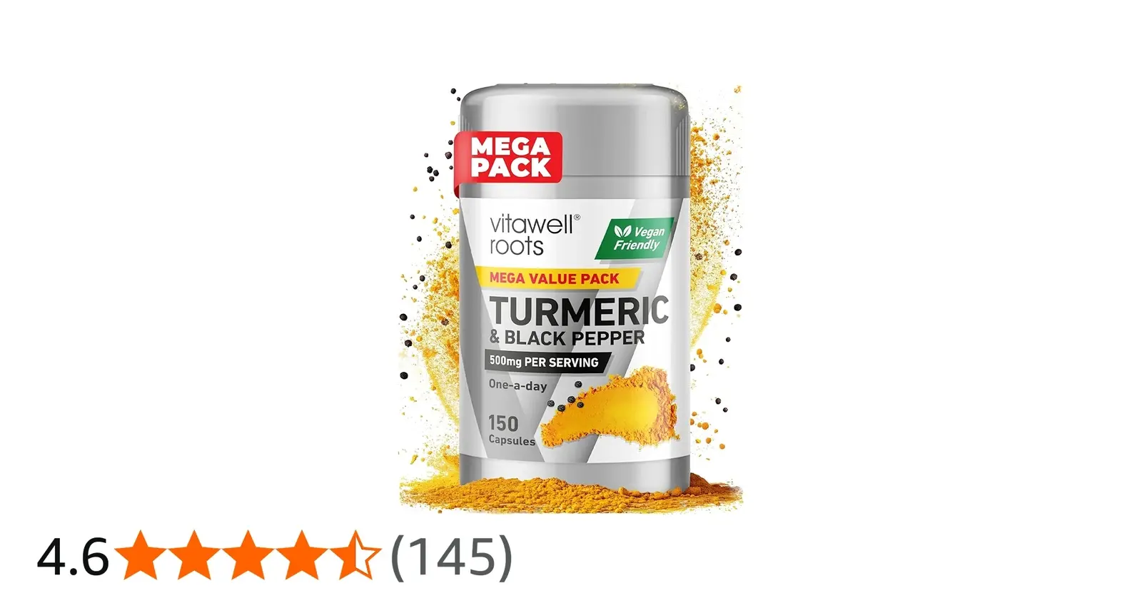 Turmeric & Black Pepper 500mg 150 Capsules